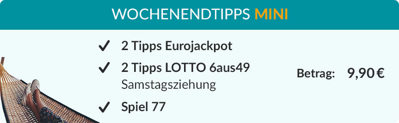 Wochenendtipps Mini mit LOTTO 6aus49, Eurojackpot und Spiel 77